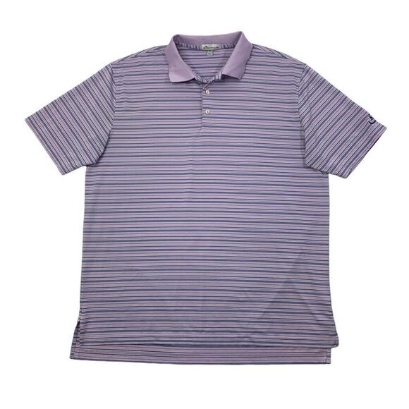 Peter Millar Polo Shirt Mens XL Orchid Purple Blue Striped Performance Golf - Picture 1 of 10